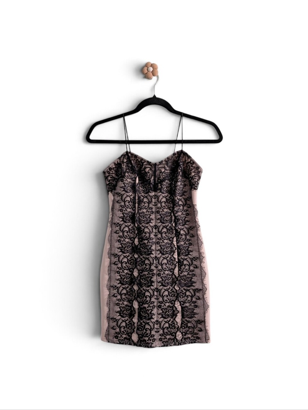 Topshop Pink & Black Lace Overlay Dress